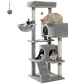 56.3 Inch Multi-Level Cat Tree for Large Cats with Hammock and Condos