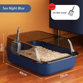 Semi-Enclosed Cat Litter Box with High Sides & Splashproof Design