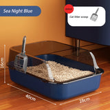 Semi-Enclosed Cat Litter Box with High Sides & Splashproof Design