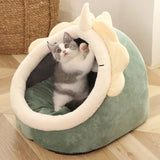 Cartoon Cave Cat Bed with Foldable Cozy Design
