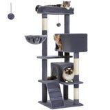 56.3 Inch Multi-Level Cat Tree for Large Cats with Hammock and Condos