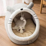 Cartoon Cave Cat Bed with Foldable Cozy Design