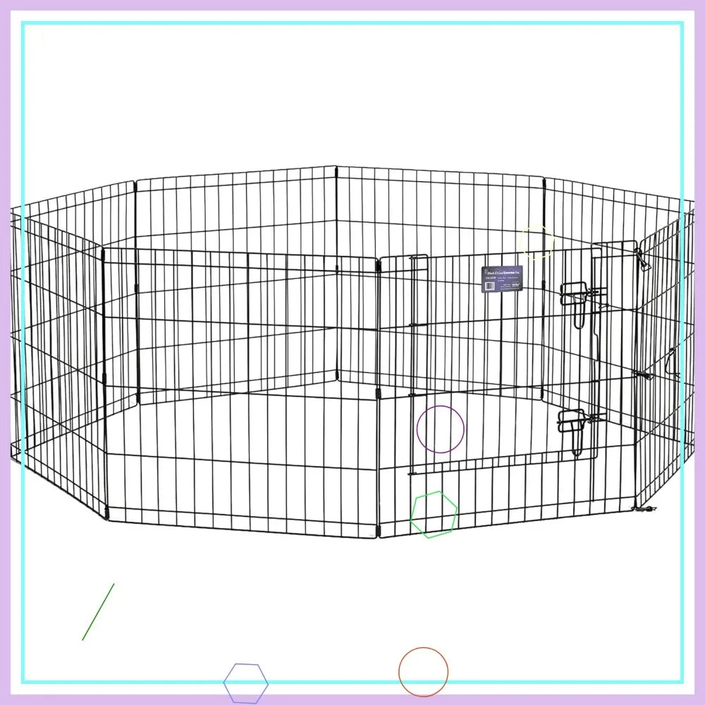Foldable Metal Dog Playpen with Secure Door for Indoor & Outdoor Use