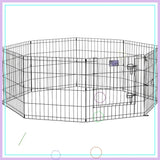 Foldable Metal Dog Playpen with Secure Door for Indoor & Outdoor Use