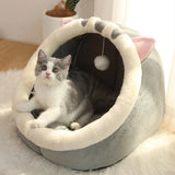 Cartoon Cave Cat Bed with Foldable Cozy Design