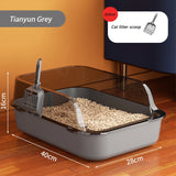 Semi-Enclosed Cat Litter Box with High Sides & Splashproof Design