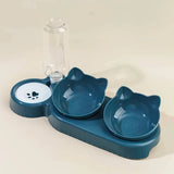 3-in-1 Tilted Pet Bowl with Water Feeder & Neck-Safe Design